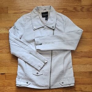 Bagatelle Women's White Faux Leather Jacket - Size Medium